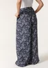 Blue Vanilla Navy Printed Elastic Waist Trouser - S Image 3