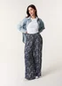 Blue Vanilla Navy Printed Elastic Waist Trouser - S Image 1