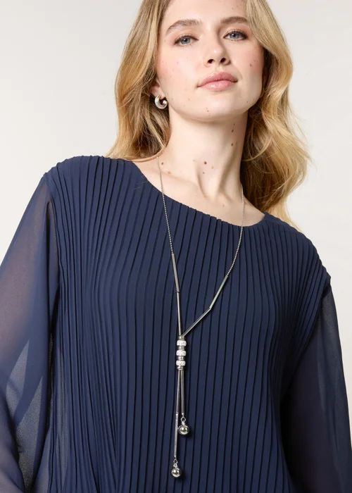 Blue Vanilla Navy Long Sleeve Pleated Top - One Size Image 4