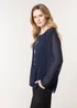 Blue Vanilla Navy Long Sleeve Pleated Top - One Size Image 3