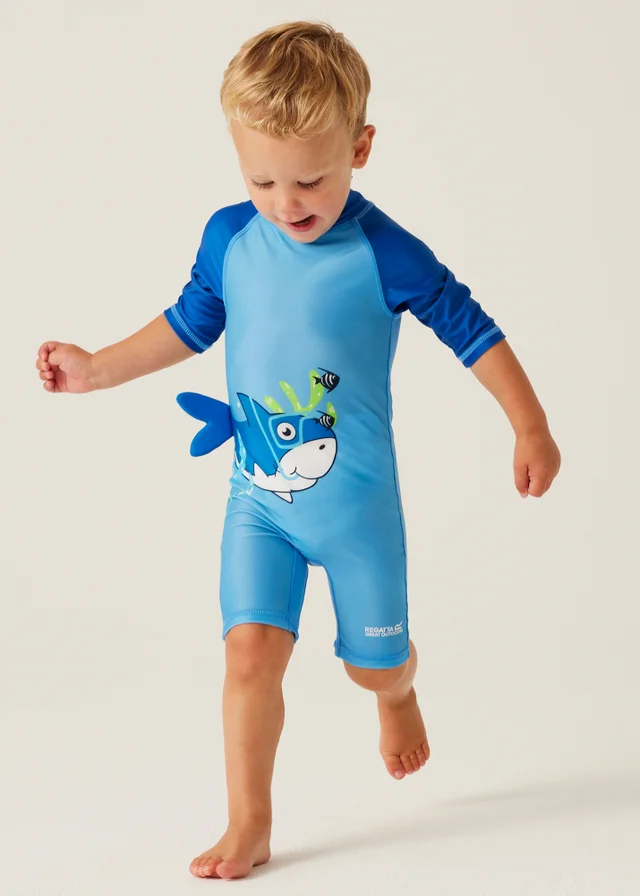 Regatta Bubble The Shark Hawaiian Blue Kids Animal Quick Dry Swimsuit (6 months- 6 yrs)
