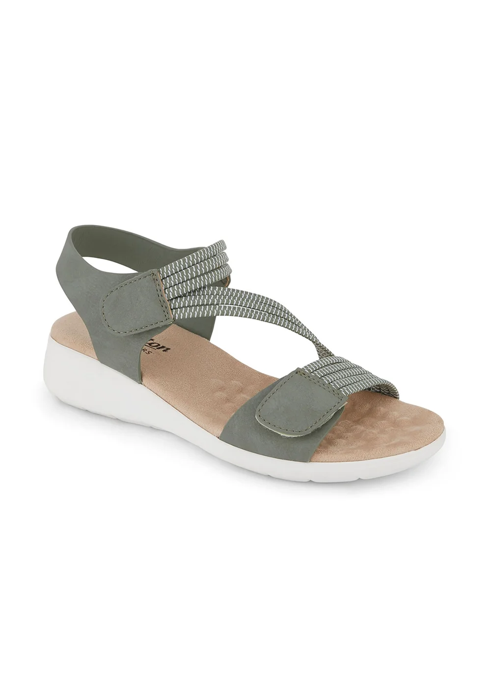 Cotton Traders Green Elasticated Adjustable Sandals - 6 Image 1