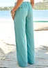 Cotton Traders Sea Green Linen-Blend Relaxed Fit Trousers - 22/L29 Image 2