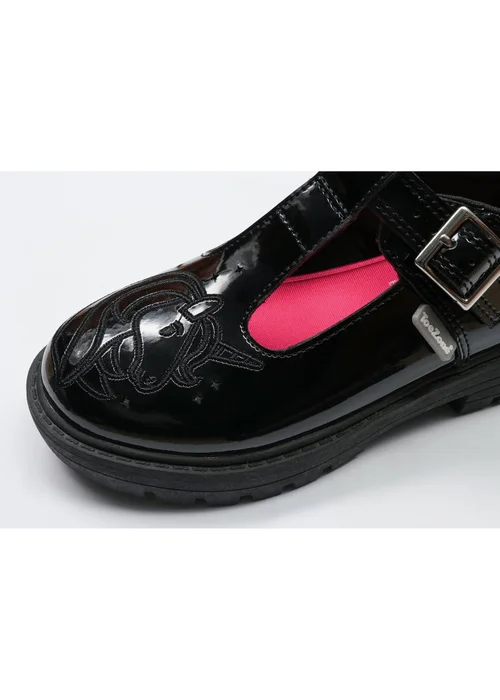 ToeZone Girls Black Luna Patent Unicorn Buckle School Shoe - Size 11 Infants Image 4