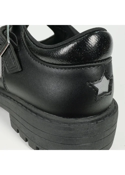 ToeZone Girls Black Mila Vegan Star Buckle School Shoe - Size 9 Infants Footwear Image 3