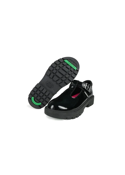 ToeZone Girls Black Olivia Patent Star Buckle School Shoe - Size 13 Infants Image 1