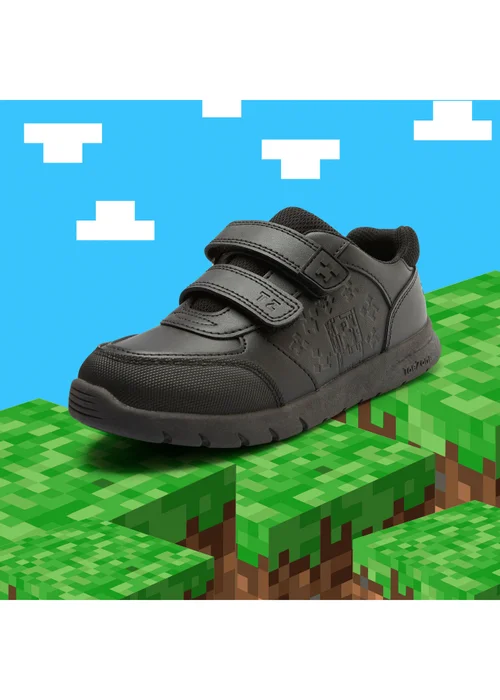 ToeZone Boys Black Minecraft Rip Tape School Shoe - Size 9 Infants Image 1