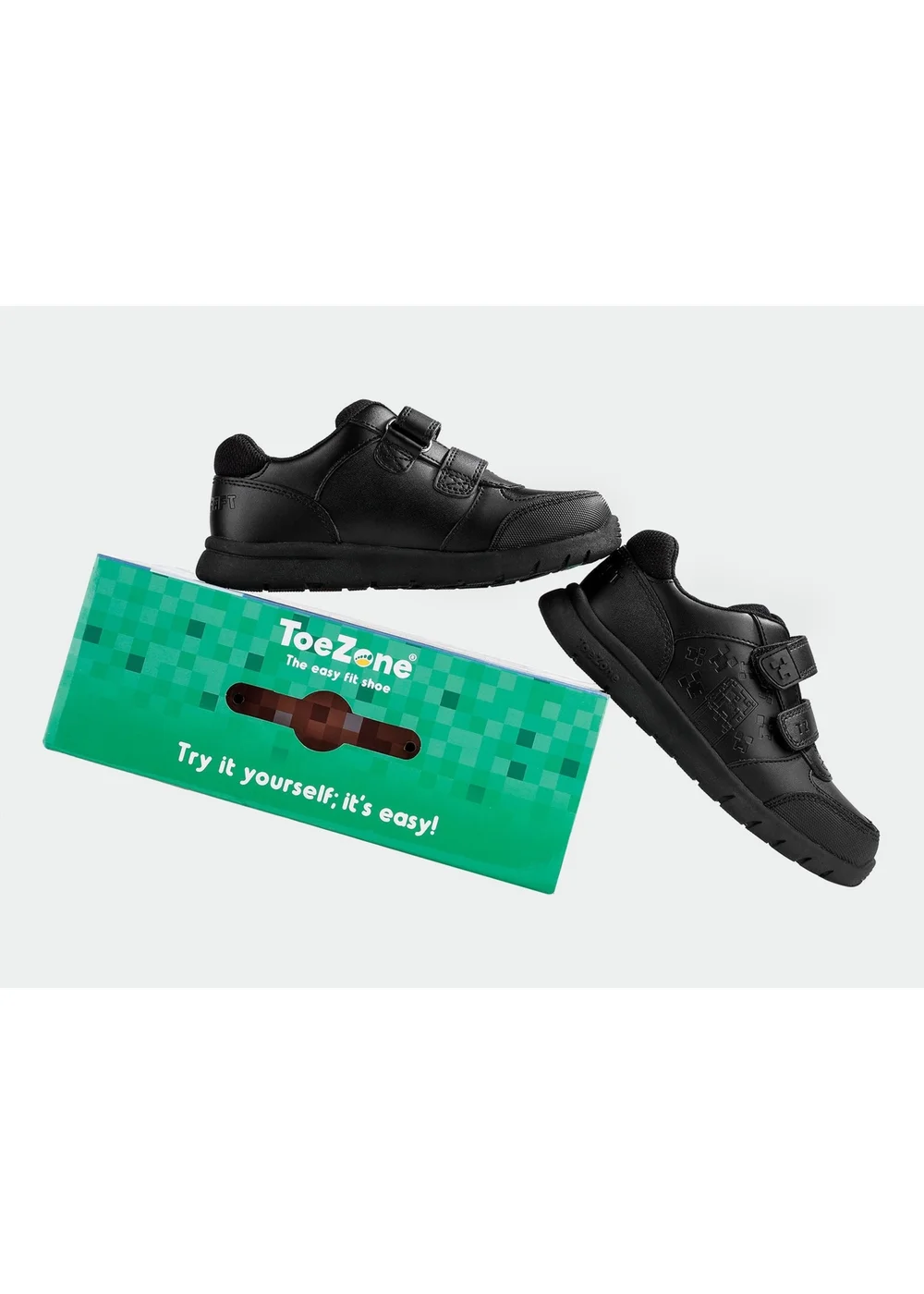 ToeZone Boys Black Minecraft Rip Tape School Shoe (Younger 8 - Older 2) - 11 Infants Image 4