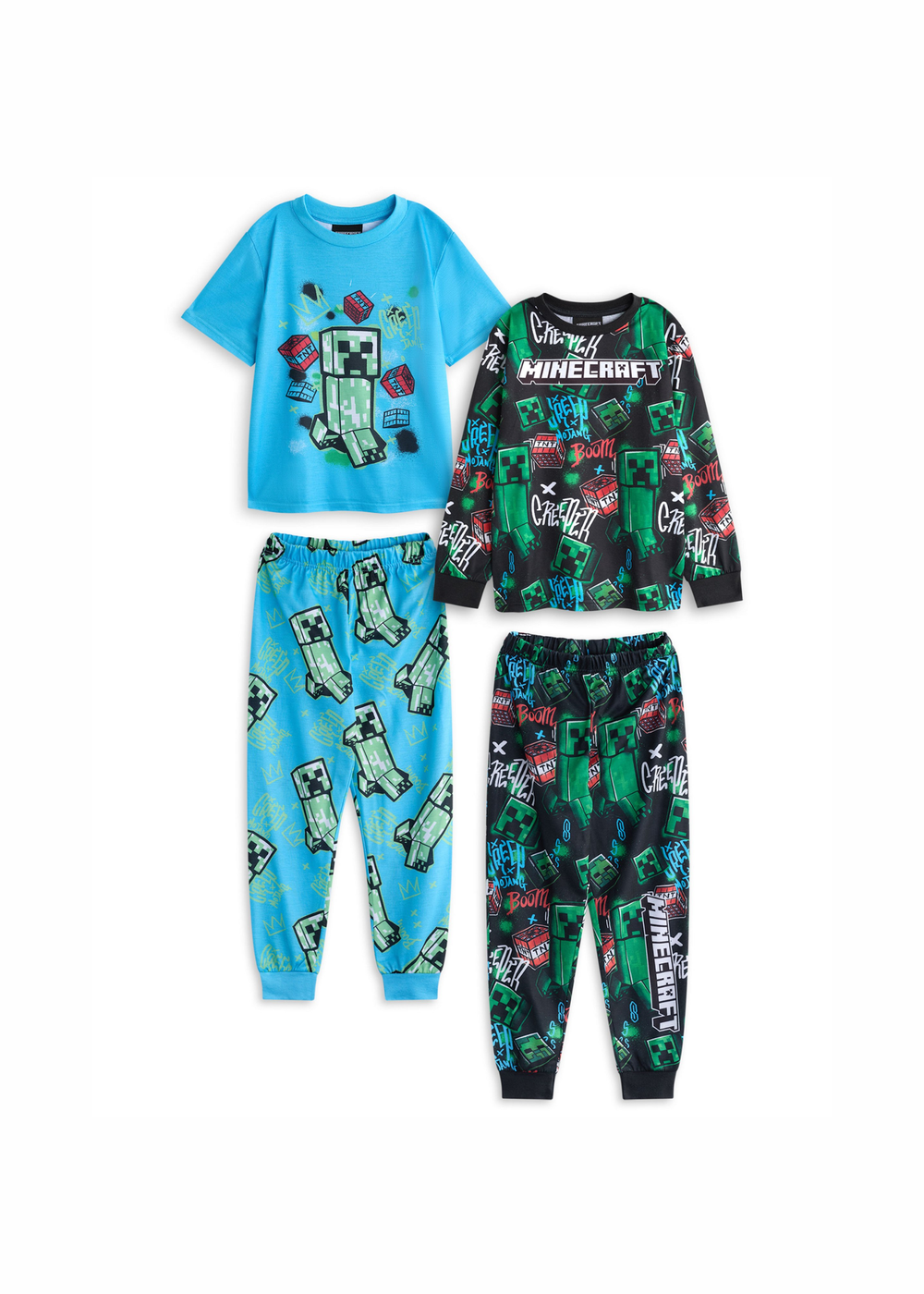 Vanilla Underground Minecraft Kids Multicoloured Creeper Pack of 2 Pyjama Set (5-14 Years) - Age 11-12 Years Image 1