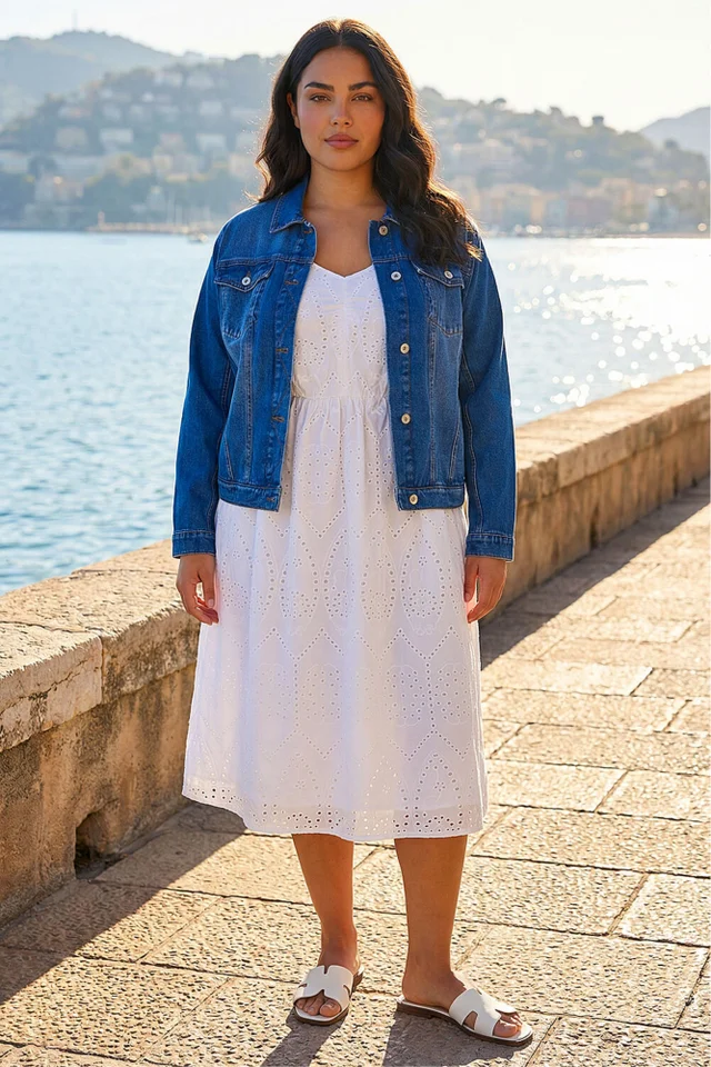 Roman Denim Curve Cotton Denim Jacket