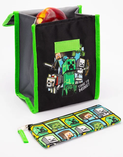 Minecraft Boys Black Printed 4 Piece Backpack Set - One Size Image 4