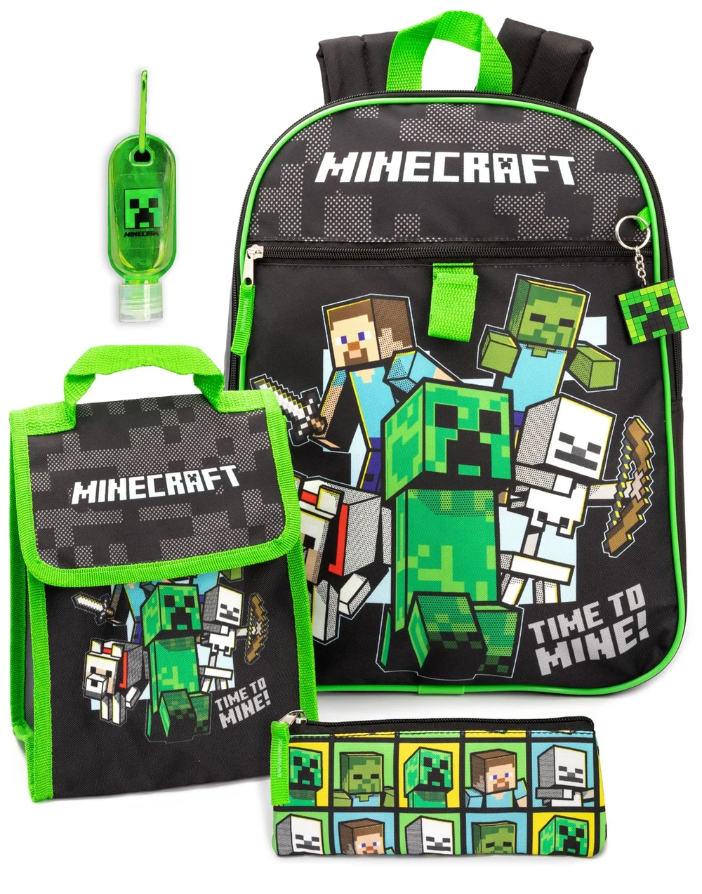 Minecraft Boys Black Printed 4 Piece Backpack Set - One Size Image 1