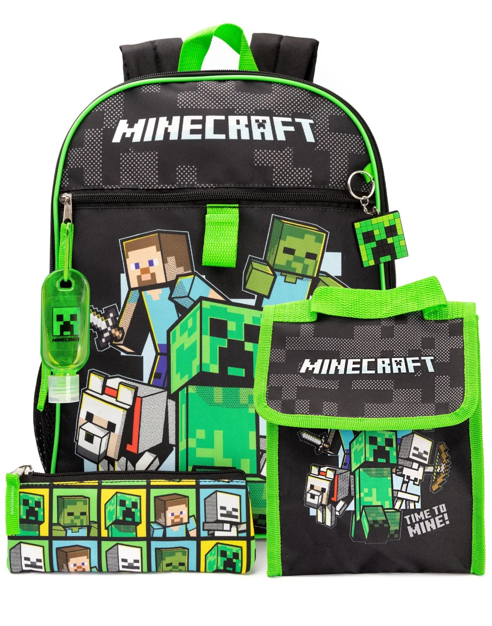 Minecraft Boys Black Printed 4 Piece Backpack Set - One Size Image 2