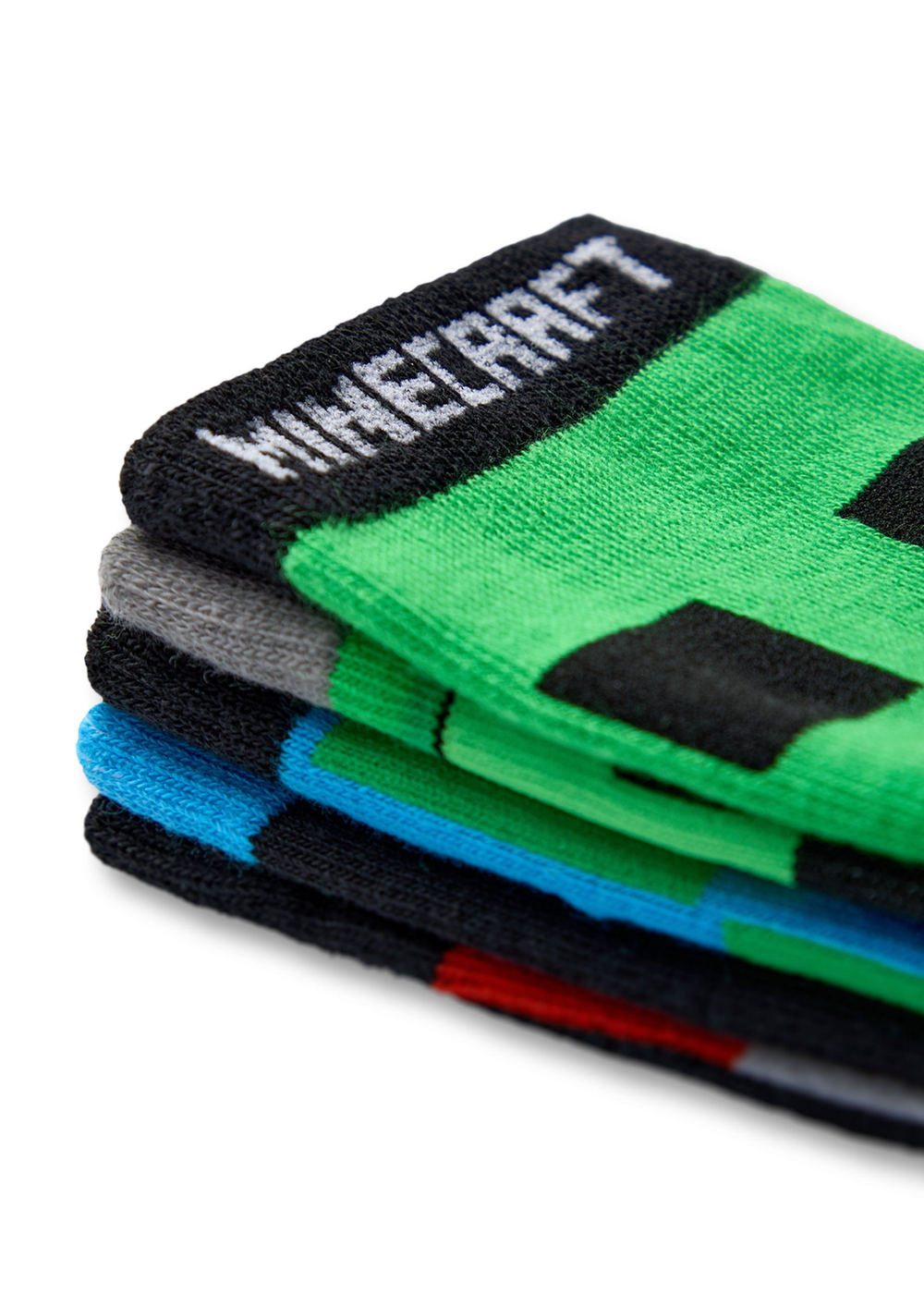 Vanilla Underground Minecraft Kids Multicoloured Character Calf Socks Set of 5 (9 Younger - 6.5 Older) - Size 12.5-3 Image 2