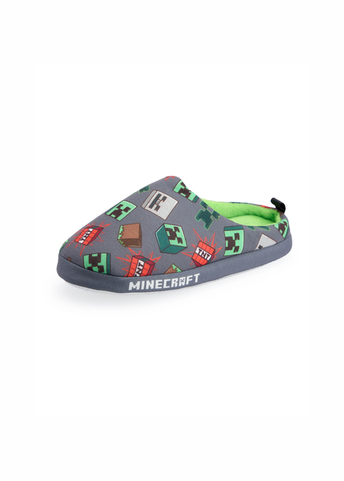 Vanilla Underground Minecraft Kids Grey Character AOP Slip On Loafer Slippers (11 Younger - 5 Older) - Size 12 Infants Footwear Image 3