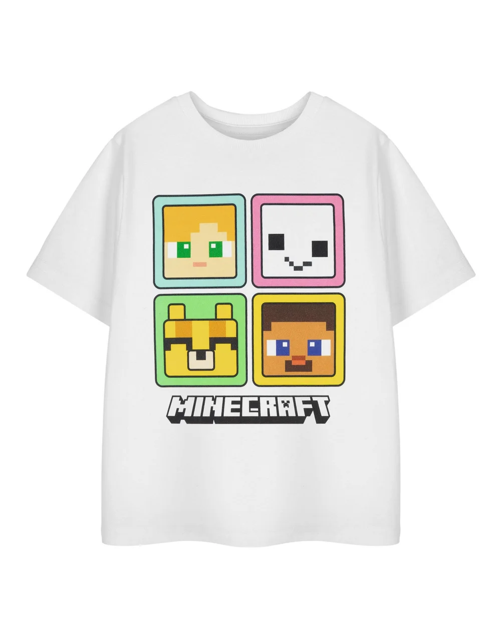 Vanilla Underground Minecraft Squares Kids White T-Shirt (3-14 Years) - Age 3-4 Years Image 1