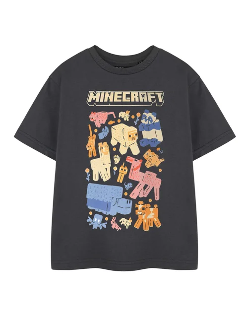 Vanilla Underground Minecraft Kids Grey Animals T-Shirt (3-14 Years) - Age 3-4 Years Image 1