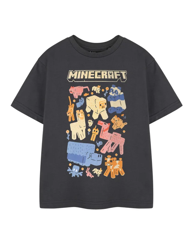 Vanilla Underground Minecraft Kids Grey Animals T-Shirt (3-14 Years)