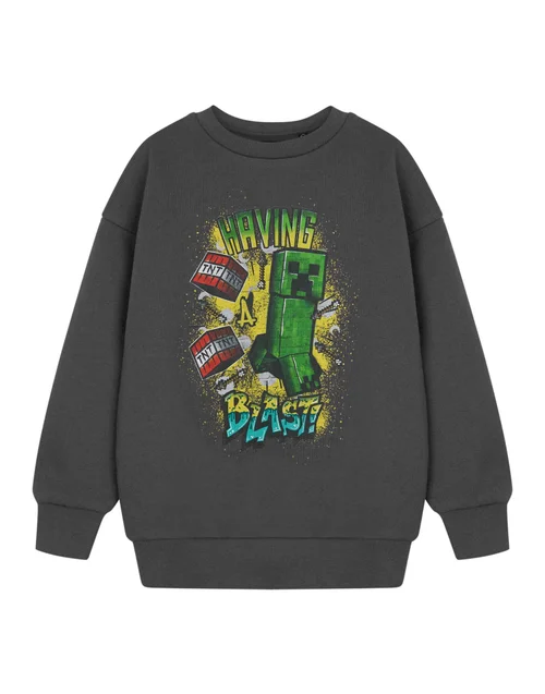 Vanilla Underground Minecraft Kids Grey Having A Blast Sweatshirt (3-14 Years) - 7-8 Yrs Image 1
