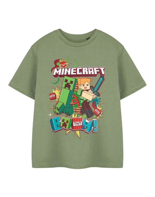 Vanilla Underground Minecraft Kids Green Boom Creeper T-Shirt (3-14 Years)