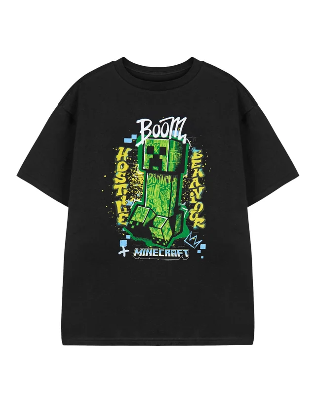 Vanilla Underground Minecraft Hostile Behaviour Kids Black T-Shirt (3-14 Years)
