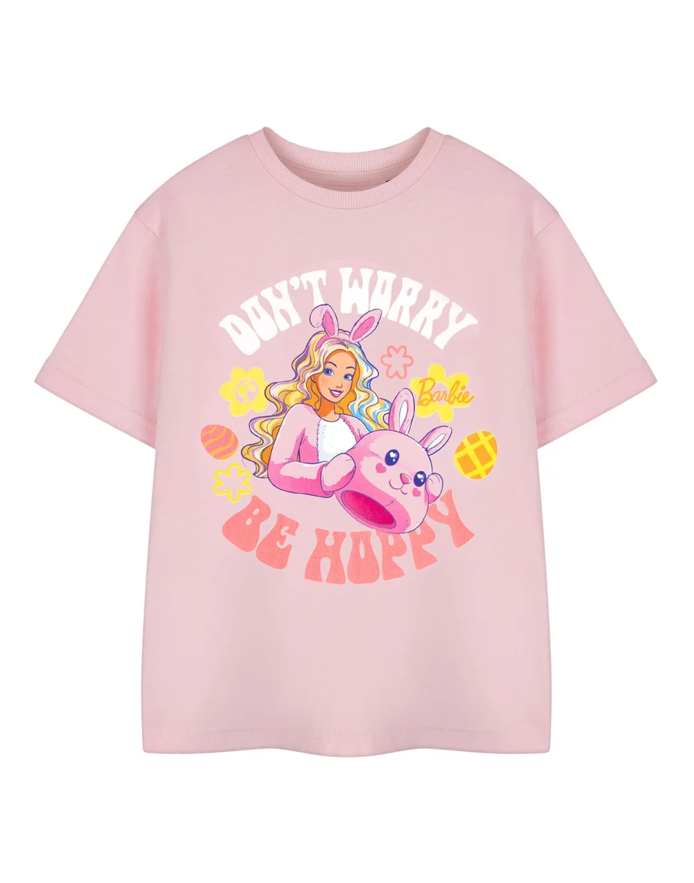 Vanilla Underground Barbie Don't Worry Be Hoppy Girls Pink T-Shirt (3-14 Years) - Age 9-10 Years Image 1