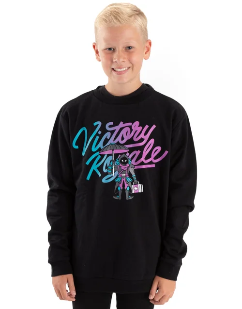 Vanilla Underground Fortnite Victory Royale Boys Black Sweatshirt (11-16 Yrs) - 15-16 Yrs Image 1