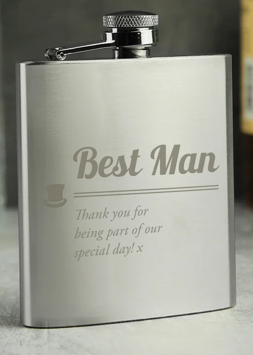 Personalised Best Man Hip Flask - One Size Image 2