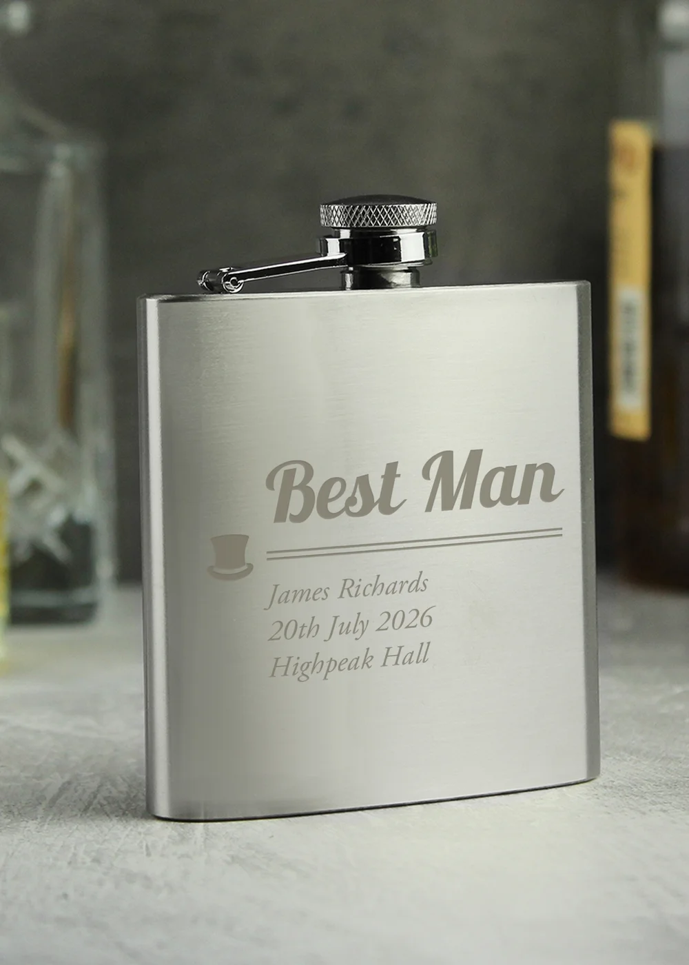 Personalised Best Man Hip Flask - One Size Image 1
