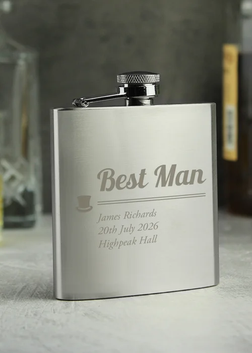 Personalised Best Man Hip Flask - One Size Image 1