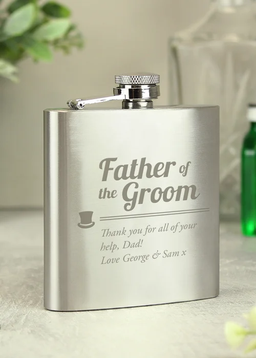 Personalised Father of the Groom Hip Flask - One Size Image 3