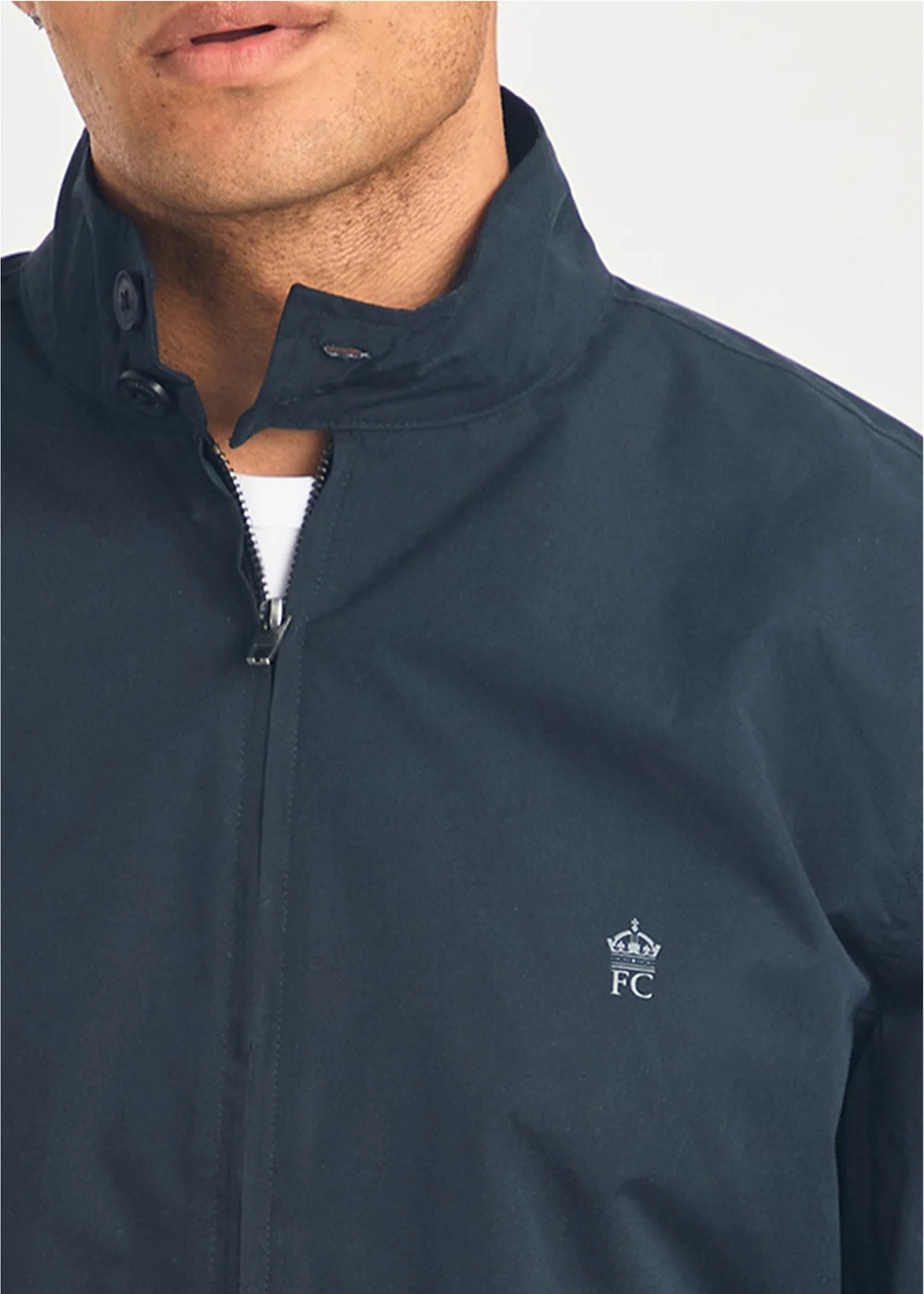 French Connection Navy Funnel Neck Harrington Jacket - M Image 4