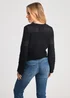 French Connection Black Crew Neck Long Sleeve Crochet Bobble Knit Jumper - Large Image 2