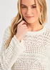 French Connection White Crew Neck Long Sleeve Crochet Bobble Knit Jumper - Large Image 4
