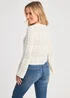 French Connection White Crew Neck Long Sleeve Crochet Bobble Knit Jumper - Large Image 2