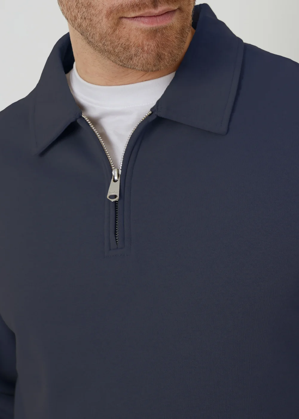 Threadbare Navy Quarter Zip Collared Sweatshirt - XL Image 4
