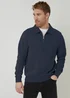 Threadbare Navy Quarter Zip Collared Sweatshirt - L Image 1