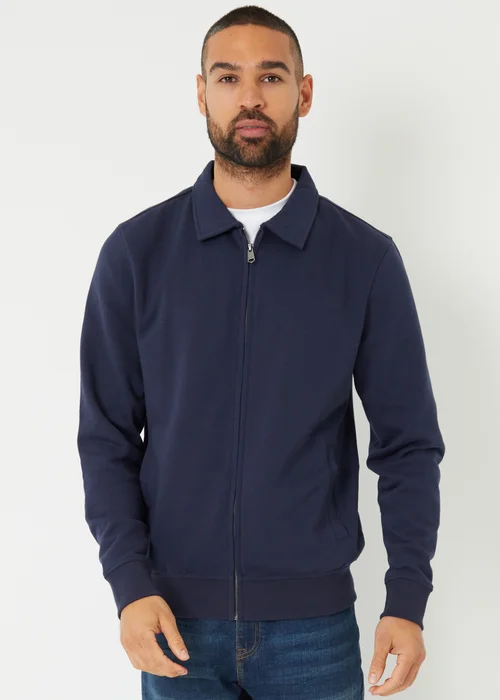 Threadbare Navy Quarter Zip Collared Sweatshirt - XL Image 5