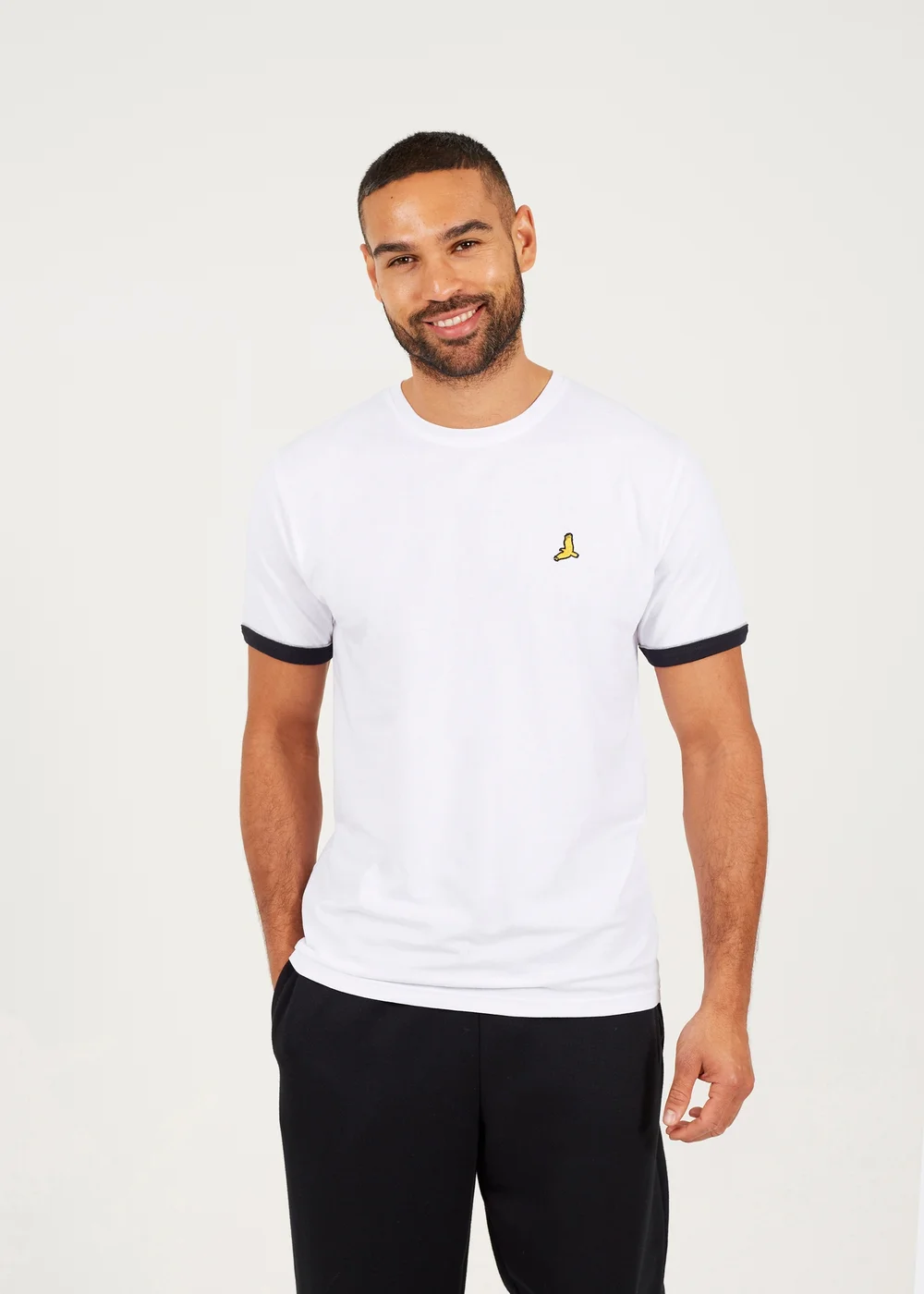 Brave Soul Navy Crew Neck T-Shirts with Contrast Piping 3-Pack - S Image 3