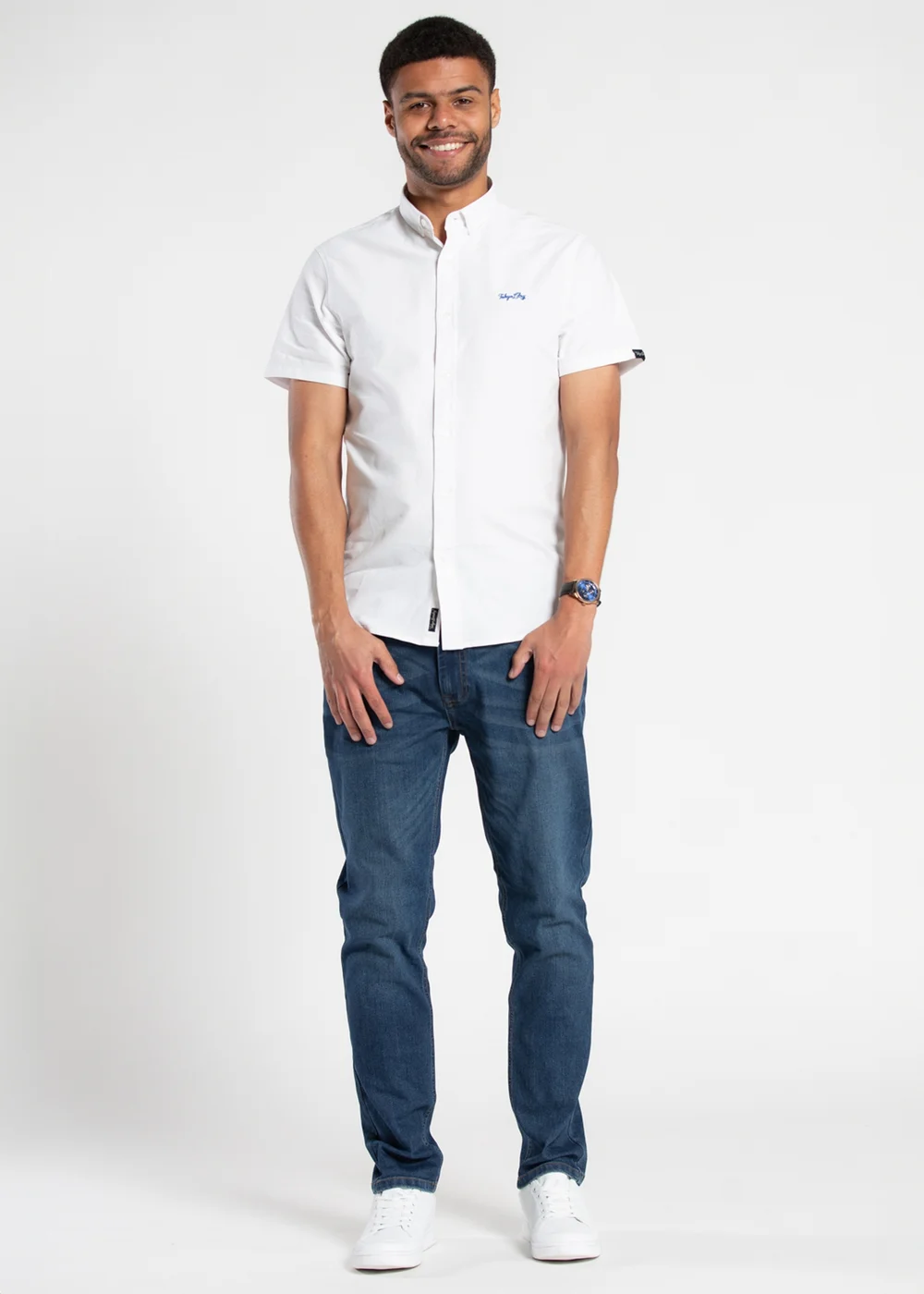 Tokyo Laundry White Cotton Short Sleeved Button-Up Oxford Shirt - XL Image 3