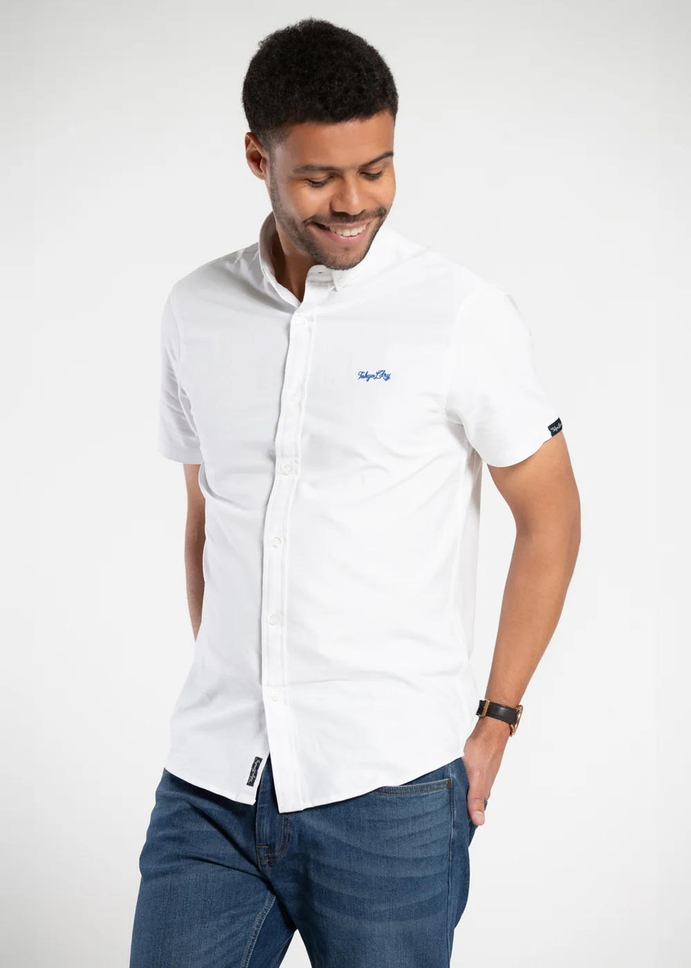 Tokyo Laundry White Cotton Short Sleeved Button-Up Oxford Shirt - XL Image 4