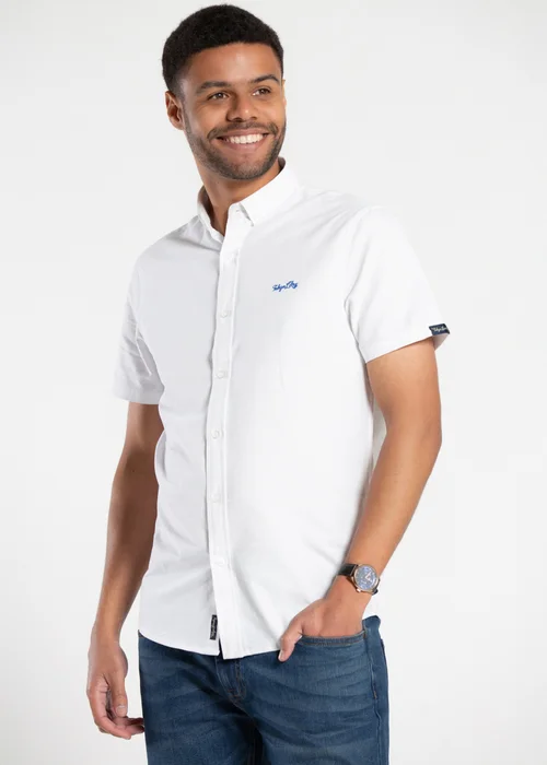 Tokyo Laundry White Cotton Short Sleeved Button-Up Oxford Shirt - XL Image 1