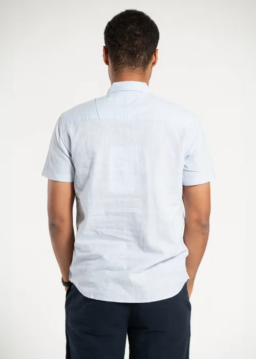 Tokyo Laundry Blue Linen Blend Button-Up Shirt with Chest Pocket - Small Image 2