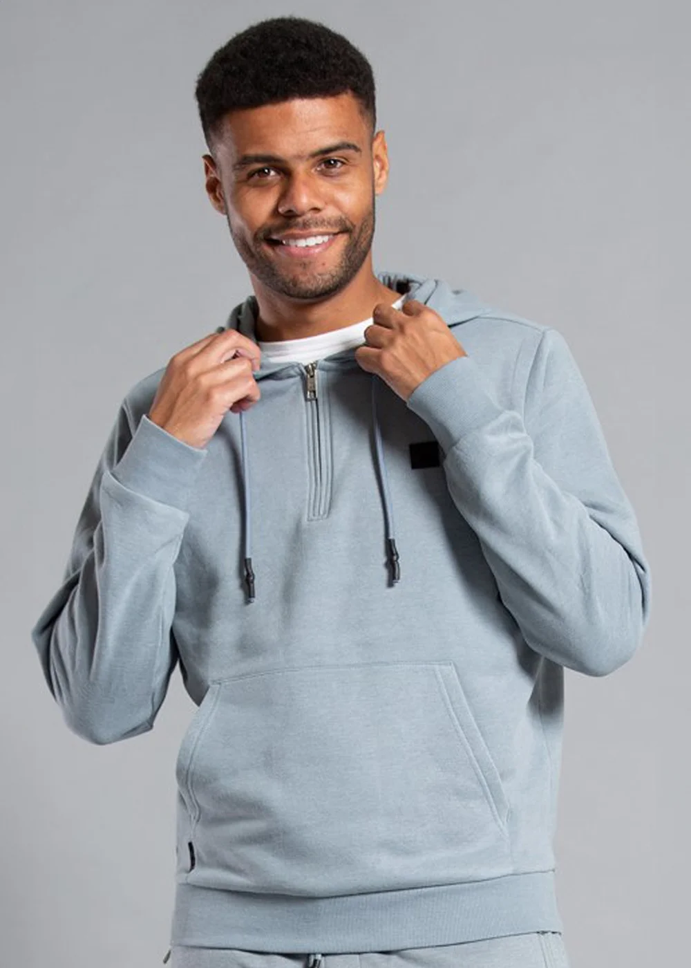Tokyo Laundry Grey Cotton Blend Hoody with Neck Zip Fastening - 2XL Image 1