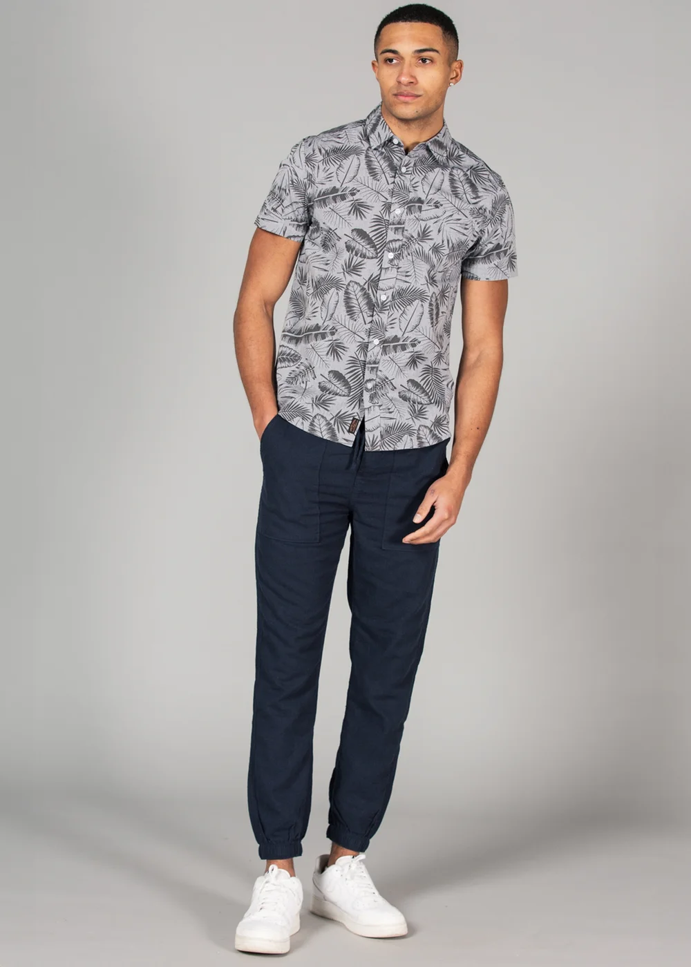 Tokyo Laundry Navy Linen Blend Classic Fit Trousers - XL Image 3