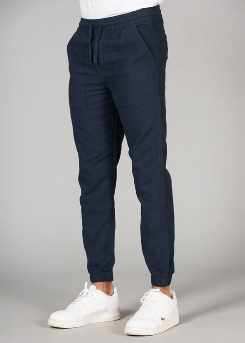 Tokyo Laundry Navy Linen Blend Classic Fit Trousers - XL Image 4