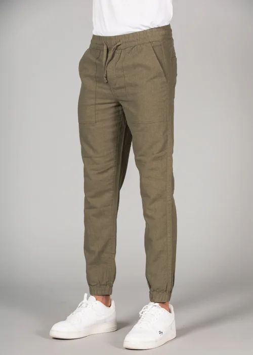 Tokyo Laundry Olive Linen Blend Classic Fit Trousers - XL Image 4