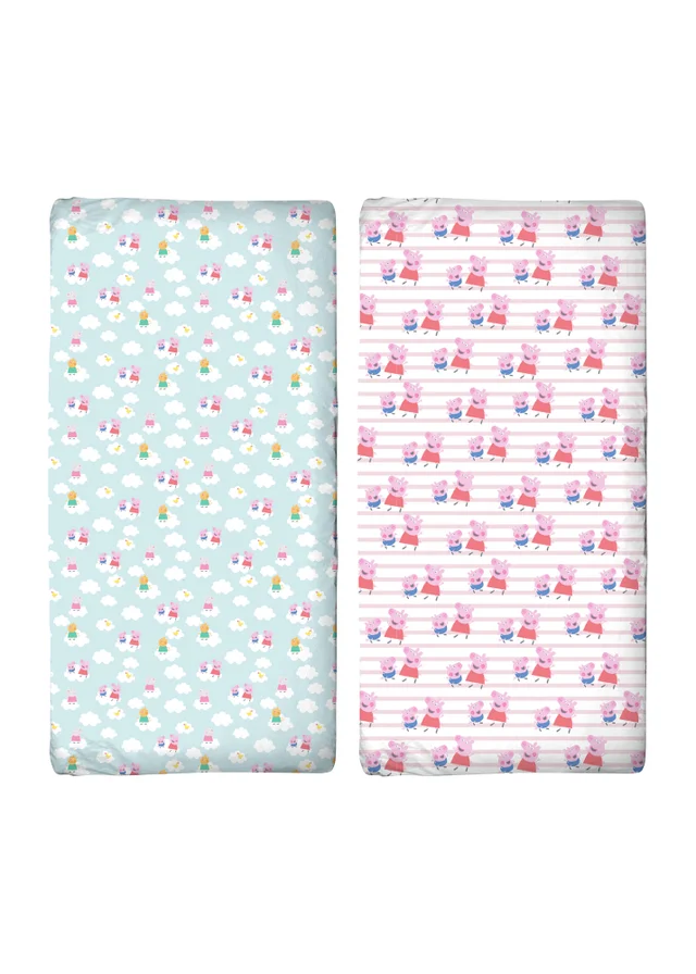 Peppa Pig Pink Lullabies Cot Bed Fitted Sheet Set of 2