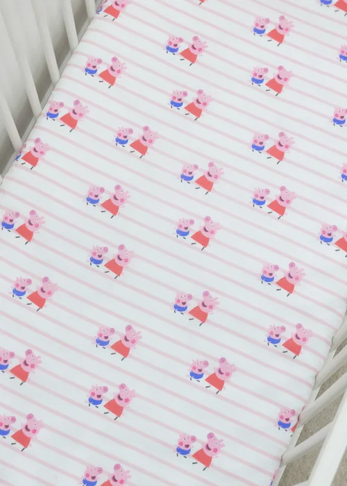 Peppa Pig Pink Lullabies Cot Bed Fitted Sheet Set of 2 - One Size Image 2