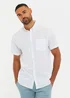 Threadbare White Dragon Cotton-Linen Blend Short-Sleeve Shirt - L Image 1